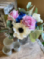 Silk Flowers & Greens w/ Glitter Votive Cups