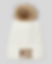 White knit beanie, brown pom-pom, PCC Cattle Company logo