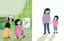Sylvia, girl, Bao Bao and mom