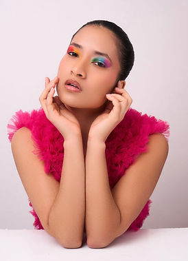 Photo of a women wearing editorial makeup