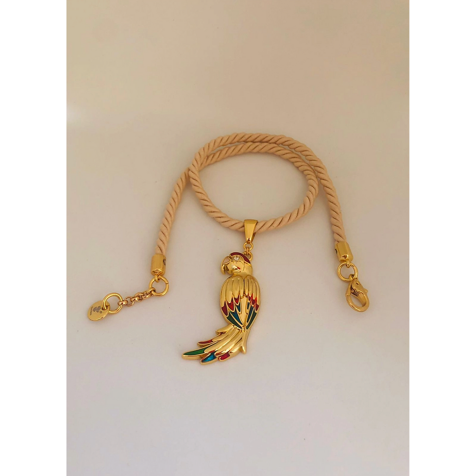 Miniatura: Colar Cordão Torçal Arara Dourado com Colorido