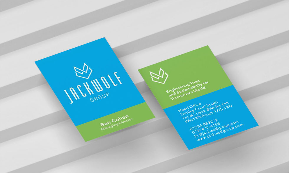 JACKWOLF business card design on a grey shaded background