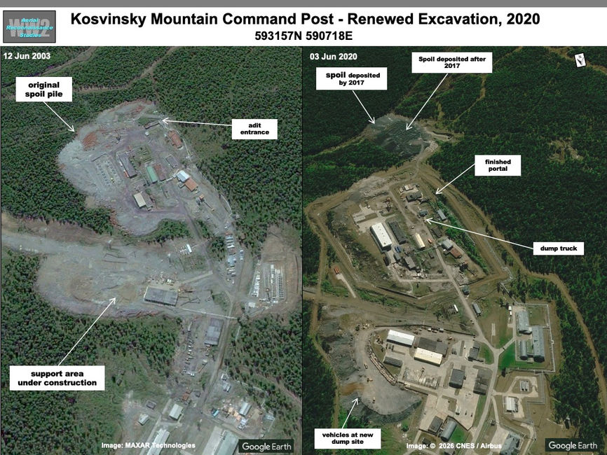 satellite photo of The Kosvinsky Mountain Command Post: Renewed Excavation, June 2020
