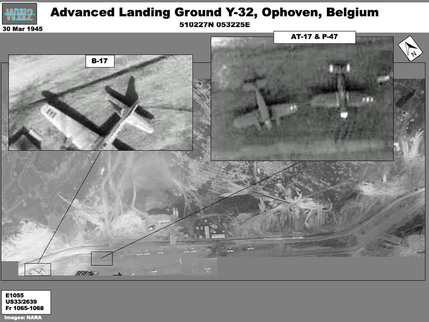  Aerial photo showing B-17 bomber of  USAAF 8th Air Force 95th Bomb Group at  Ophoven  Airfield 