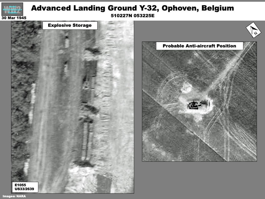 Aerial photo showing anti-aircraft deployment  at  Ophoven  Airfield