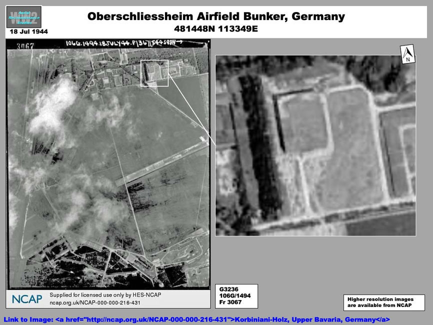  Aerial photo of Bunker for  7 Jagddivision ( 7JD) 'MINOTAURUS' at Oberschliessheim, Germany