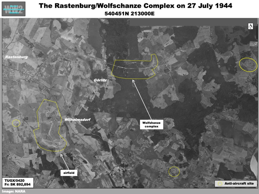 Aerial photo of The aerial photo of the Wolfschanze Complex on 27 July 1944