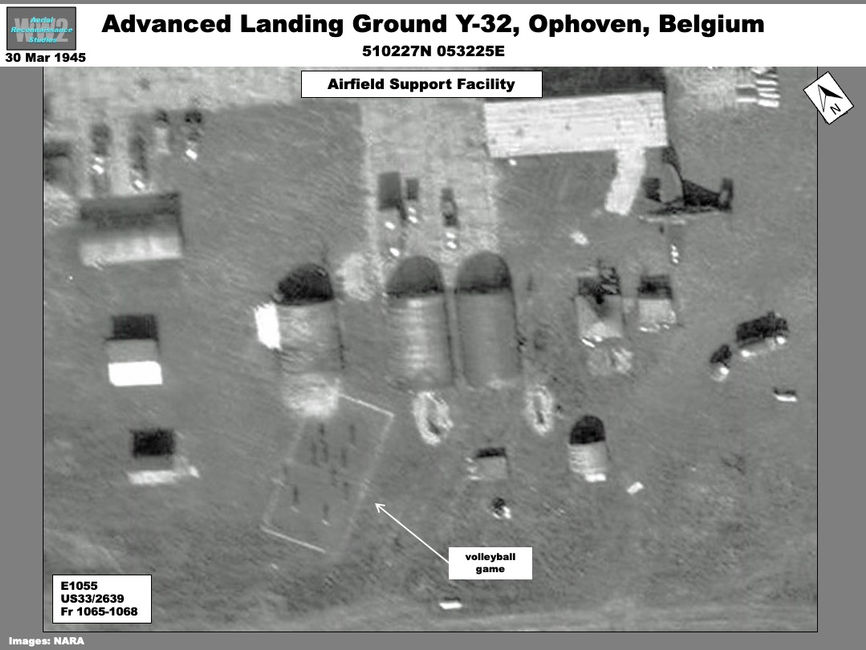 Aerial photo showing volleyball game  at  Ophoven  Airfield