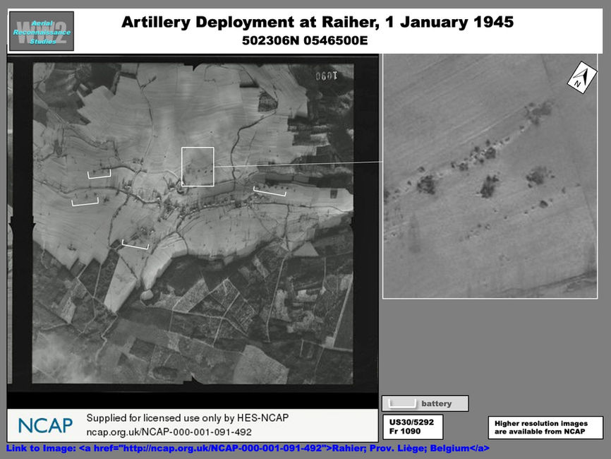 aerial photo of Artillery Deployment at Raiher, 1 January 1945