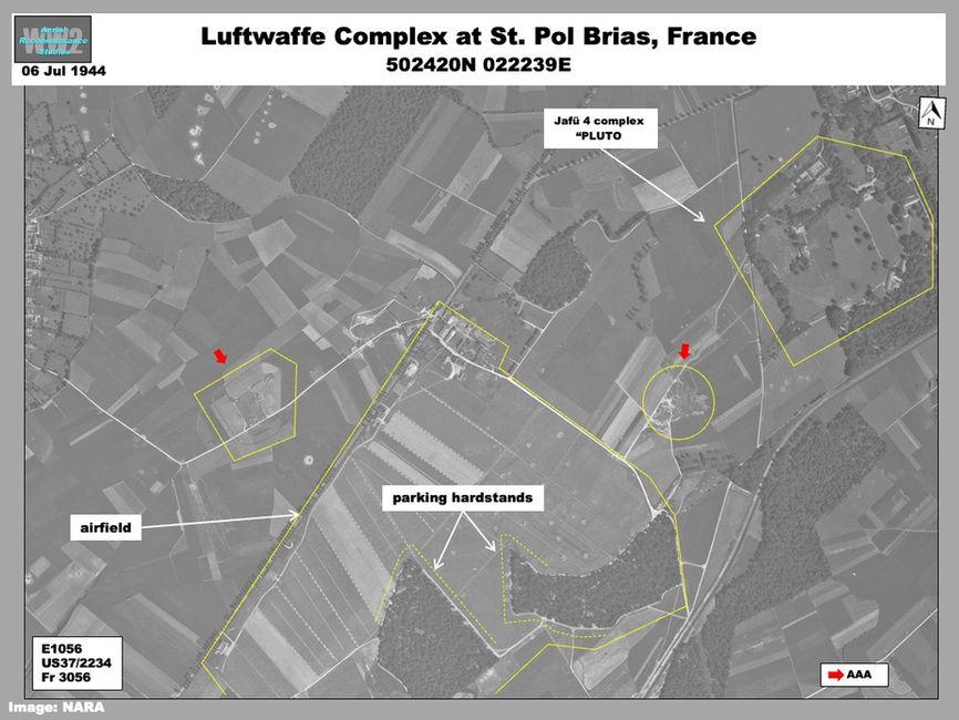 Aerial photo of Jafü 4 Bunker 'PLUTO'  at  St. Pol Brias, France 