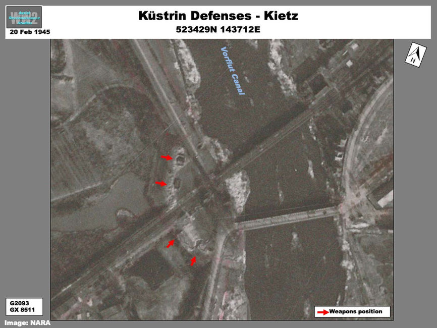 Aerial photo showing weapons positions around the Küstrin fortress  on 20 February 1945