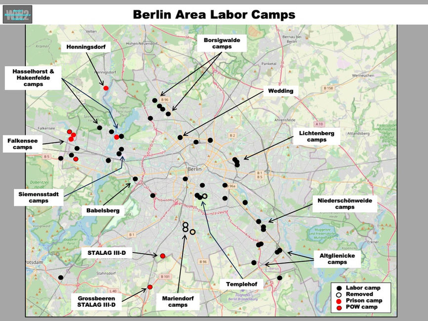 map of Berlin Area Labor Camps 1943-1945