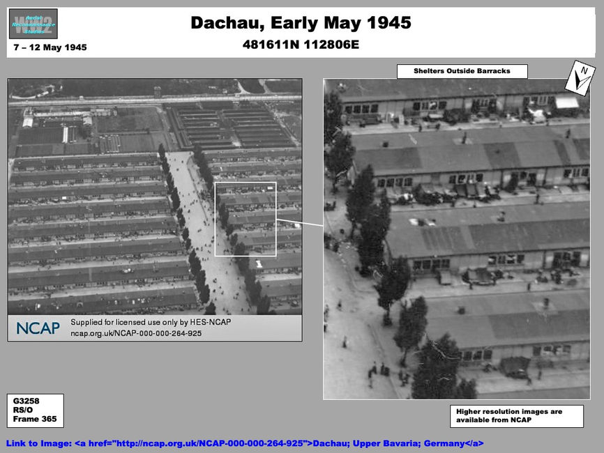 aerial photo of Dachau Concentration Camp, May 1945