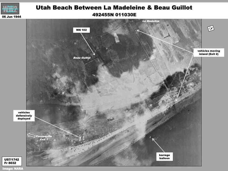 aerial photo of Utah Beach: Landing Area Between La Madeleine and Beau Guillot