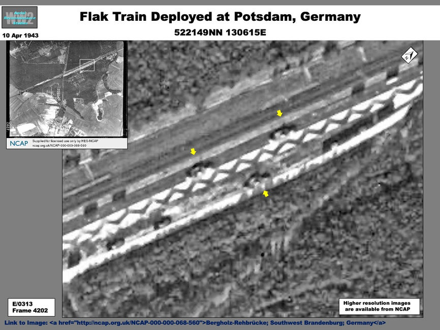 aerial photo of Flak Train  Deployed at Potsdam, Germany