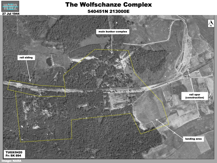 Aerial photo of bunker complex at Hitler's Wolfschanze (wolf's Lair) at Rastenburg  