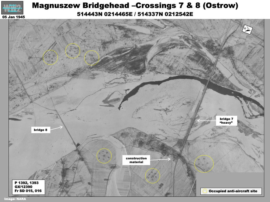 aerial photo of Vistula River Bridge examples at Magnuszew , Poland