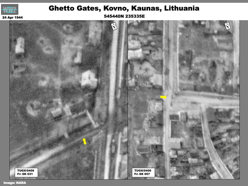 aerial photo of two Gates of  Kovno Ghetto, Kaunas, Lithuania (Detail)
