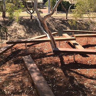 timber plank walk in nature play area, Karratha WA