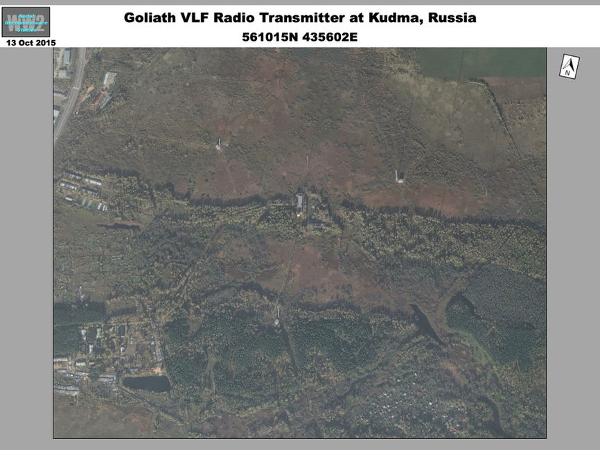 satellite image of Goliath VLF Radio Transmitter at Kudma, Russia