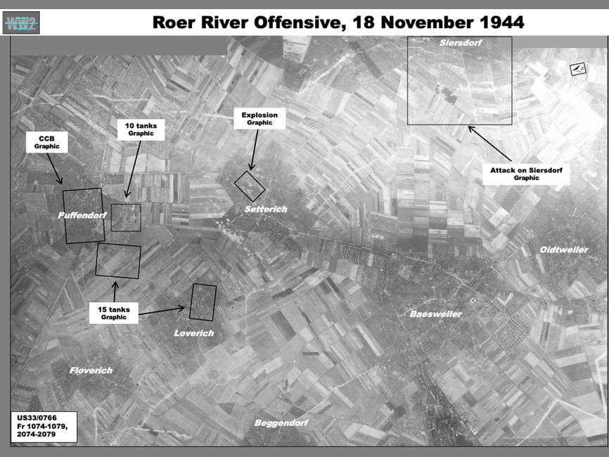 aerial photomosaic The Area of the Roer River Offensive Between Puffendorf and Siersdorf  on 18 November 1944