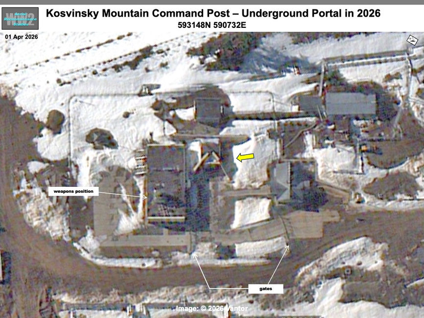 satellite image of The Kosvinsky Mountain Command Post Entrance Portal in April 2026