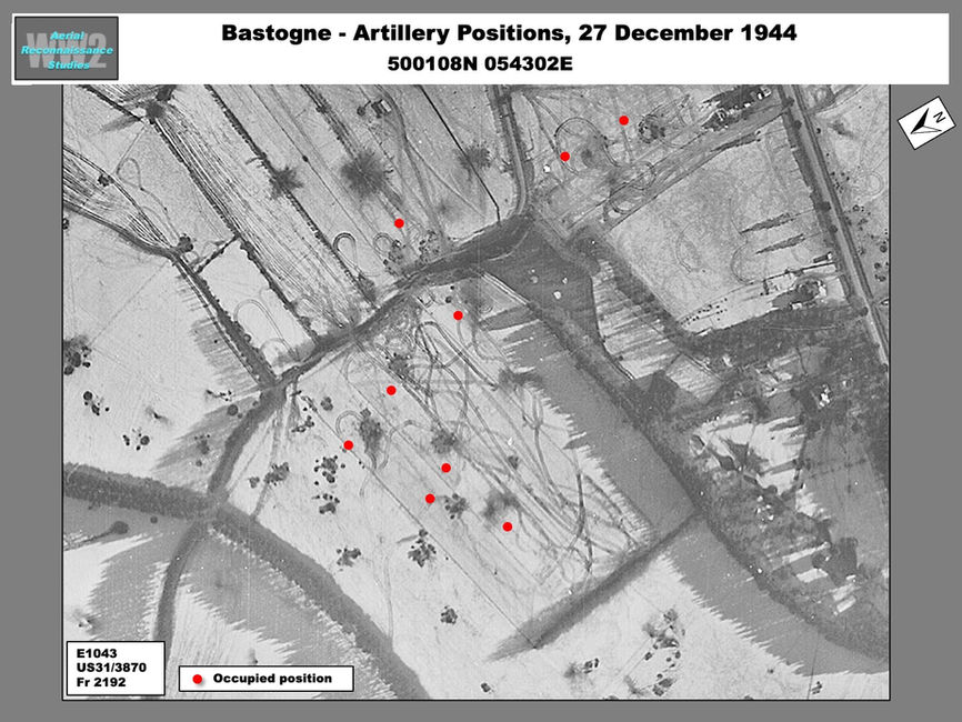 aerial photos of Bastogne Artillery Positions, 27 December 1944