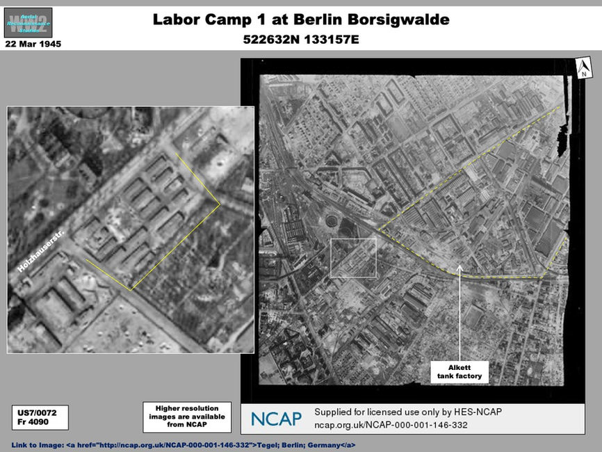 aerial photo of Forced Labor Camp for Alkett Tank Factory at Borsigwalde
