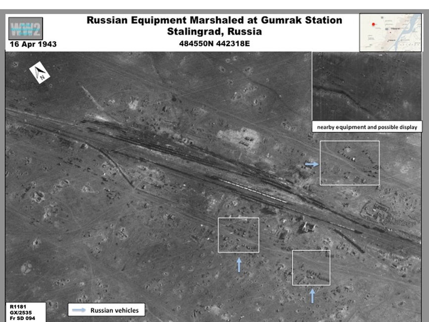 Aerial photo Soviet Equipment at Gumrack Rail Station, April 1943