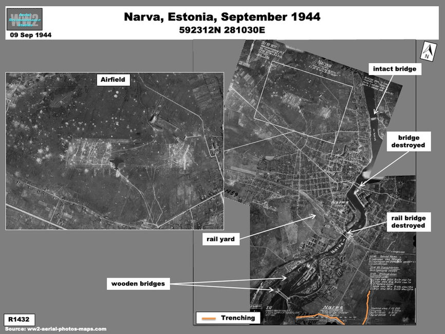 aerial photo of Tallinn Offensive: Airfield Demolition and Evidence of Fighting at  Narva, USSR   USSR