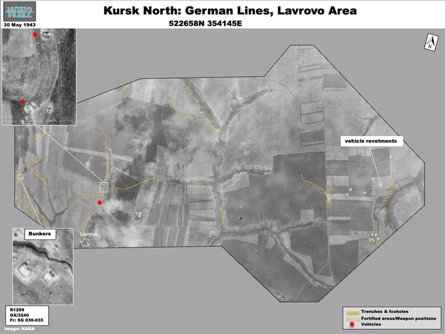 aerial photo of Kursk Defenses: German Lines at Lavrovo