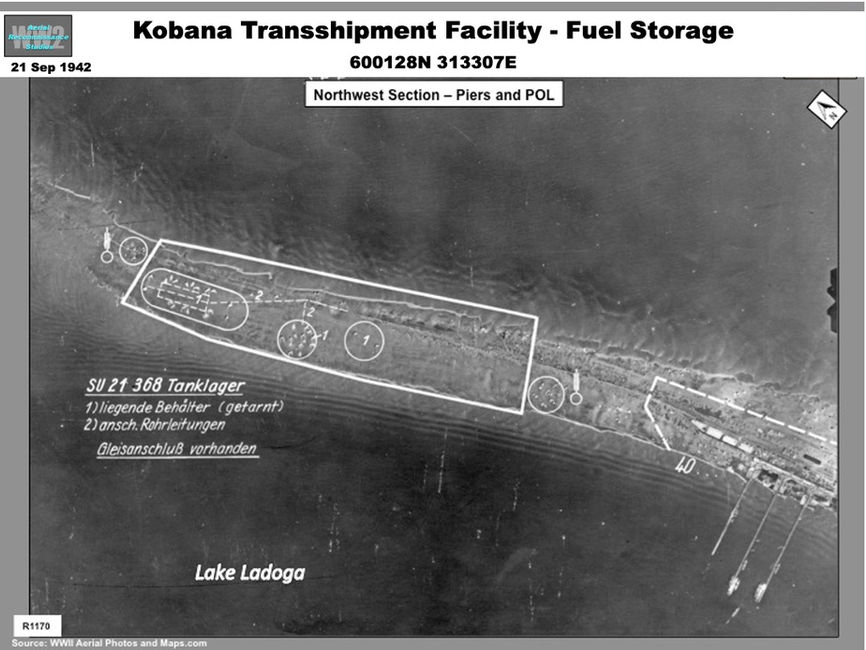 aerial photo of Fuel Storage Area of Kobona Transshipment in September 1942