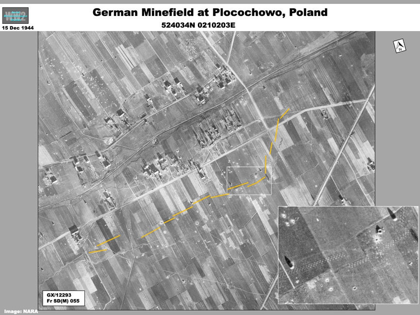 aerial photo of The Narew River Front: German Minefield on Defense Line near Pultusk