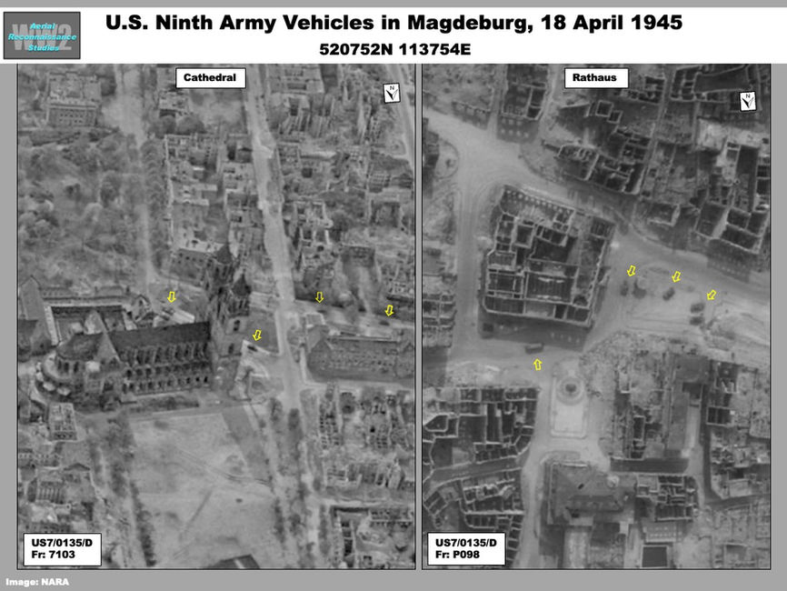 aerial photo of Elements of the U.S. Ninth Army Deployed in Magdeburg, Germany  on 18 April 