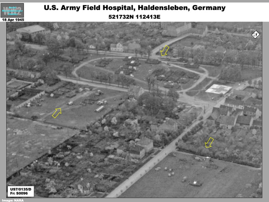 aerial photo of U.S Army Field Hospital at Haldensleben on 18 April 1945.