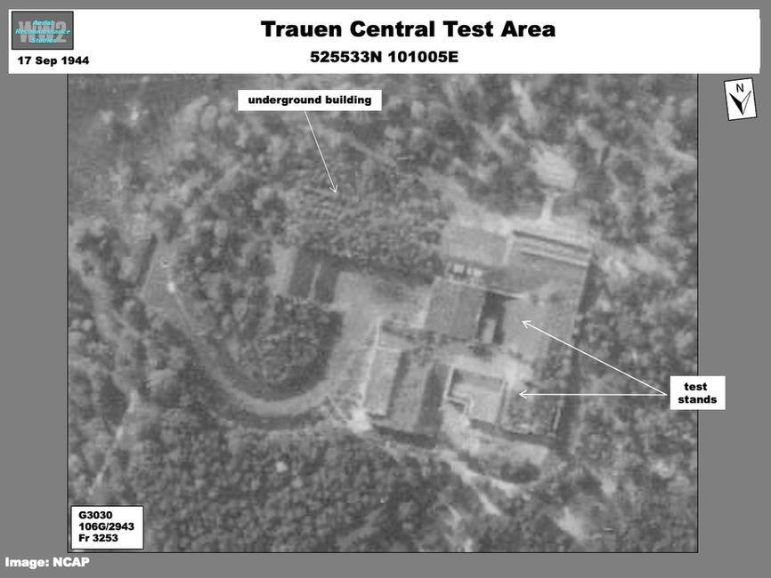 Aerial photo of the Trauen Rocket Test Complex central test area