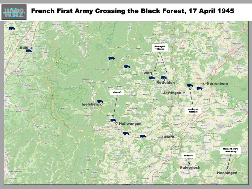 map of French 1st Army Mortar Battery at Jettingen, Germany