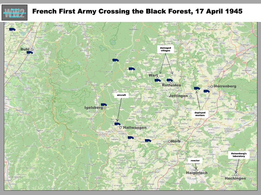 map of French 1st Army Mortar Battery at Jettingen, Germany