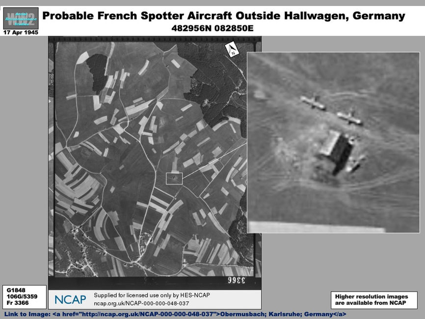 aerial photo of French 1st Army Spotter Aircraft  at Hallwegen, German