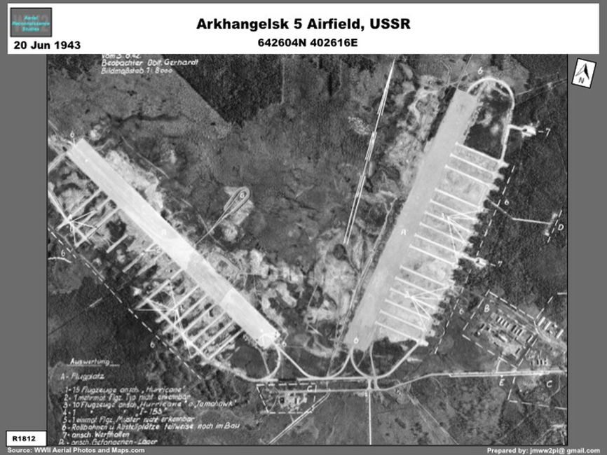 Aerial photo of Arkhangelsk 5 Airfield in   June 1943