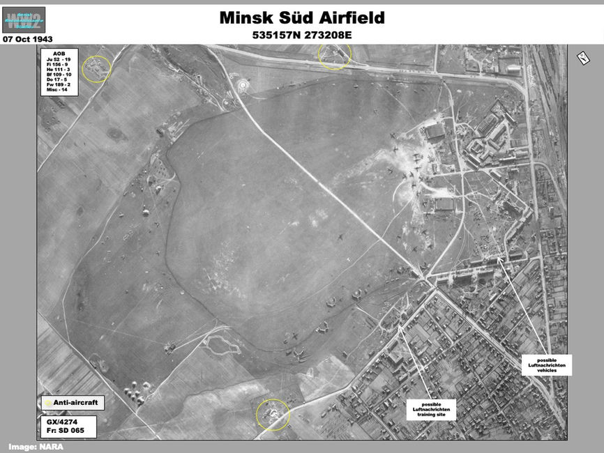 aerial photo of Minsk Süd Airfield on 7 October 1943