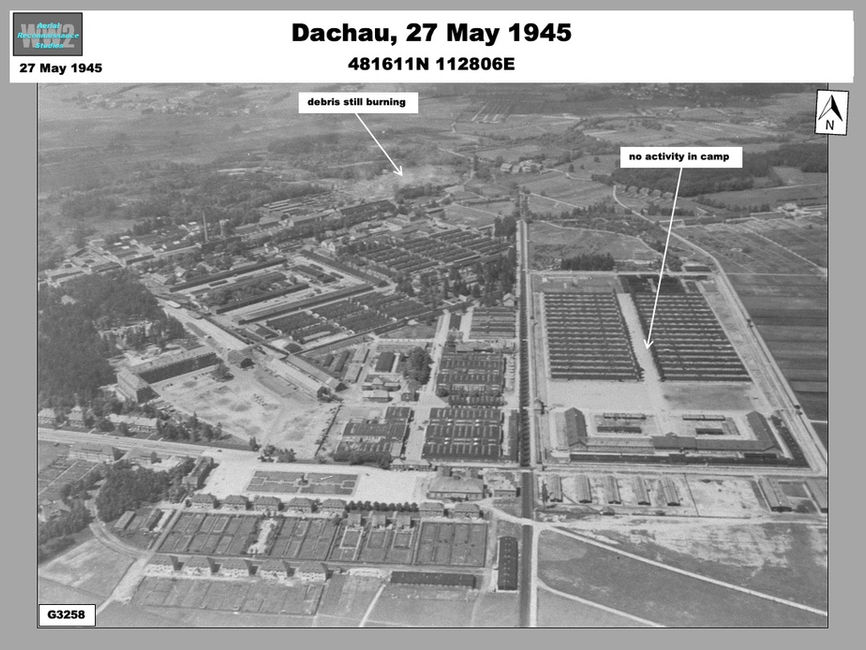 aerial photo of Dachau Concentration Camp vacated by 27 May