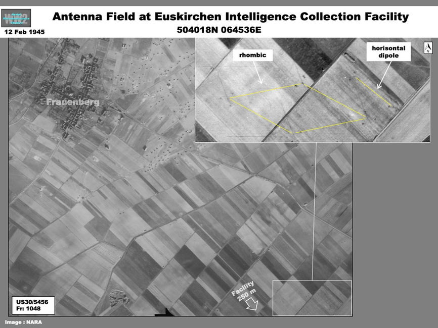 aerial photo of The antenna field at the Euskirchen Wehrmacht Intelligence Collection Station  