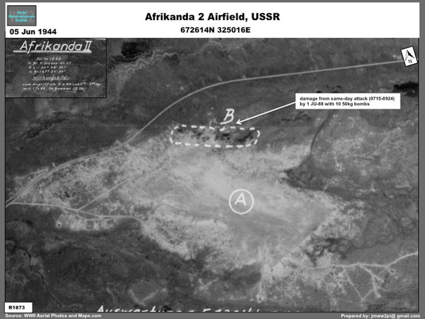 Aerial photo of Afrikanda 2 Airfield, June 1944
