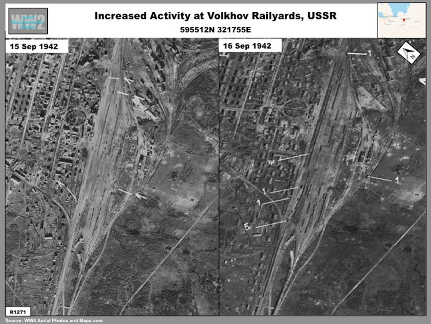 Aerial photo of Increased Rail Activity at Volkhov in September 1942.  