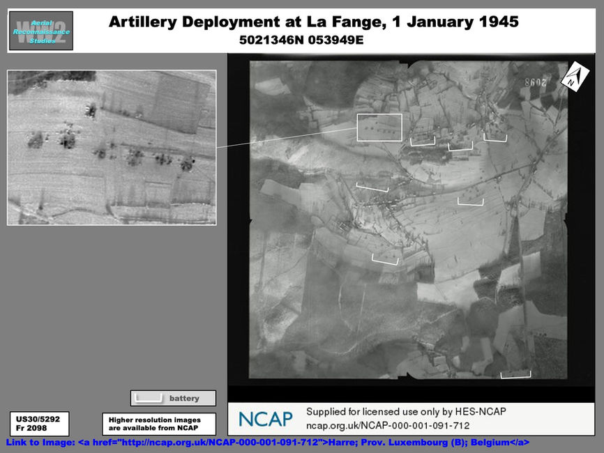 aerial photo of Artillery Deployment at La Fange, 1 January 1945
