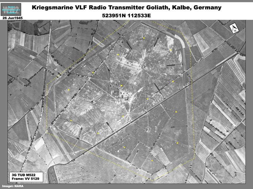 aerial photo of the Goliath VLF Radio Transmitter at Kalbe, Germany, June 1945
