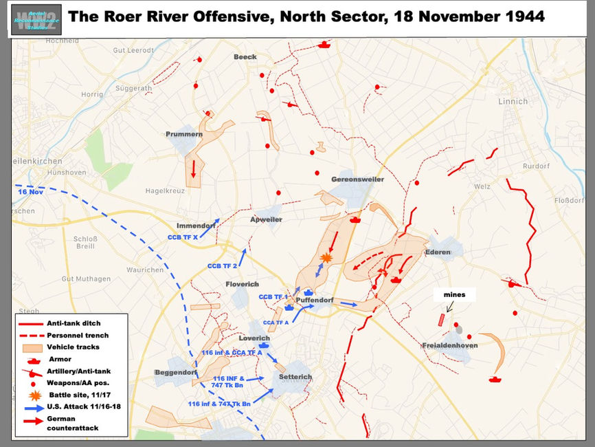 map of U.S. Army Roer River Offensive: North Sector 