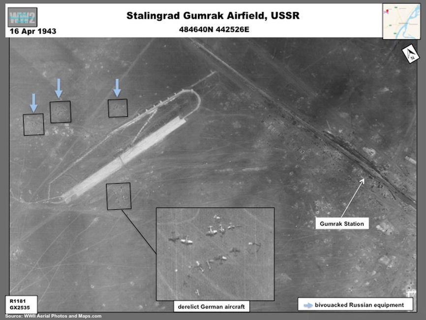 Aerial photo aDerelict Luftwaffe Aircraft at Gumrack Airfield, April 1943