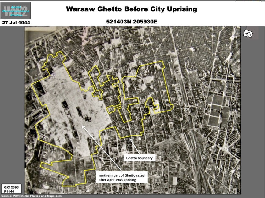 Aerial photo of The Warsaw Ghetto After the 1943 Uprising  